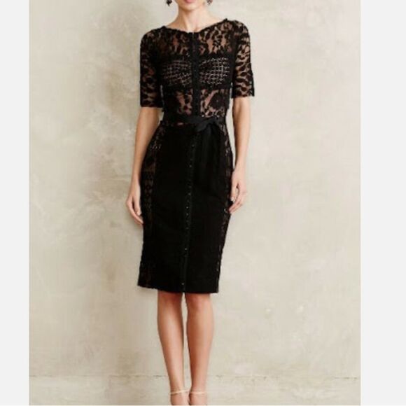 Beguile by Byron Lars x Anthropologie Carissima Black Sheath Dress Size 10 NWT - Picture 2 of 10